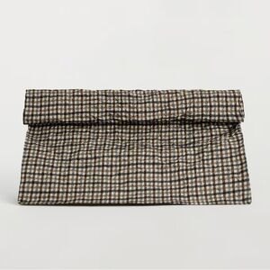 COS Plaid Oversized Crinkled Clutch Bag Beige Check